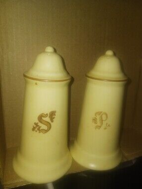 Pfaltzgraff Yellow Ceramic S & P Shakers with Brown Accents